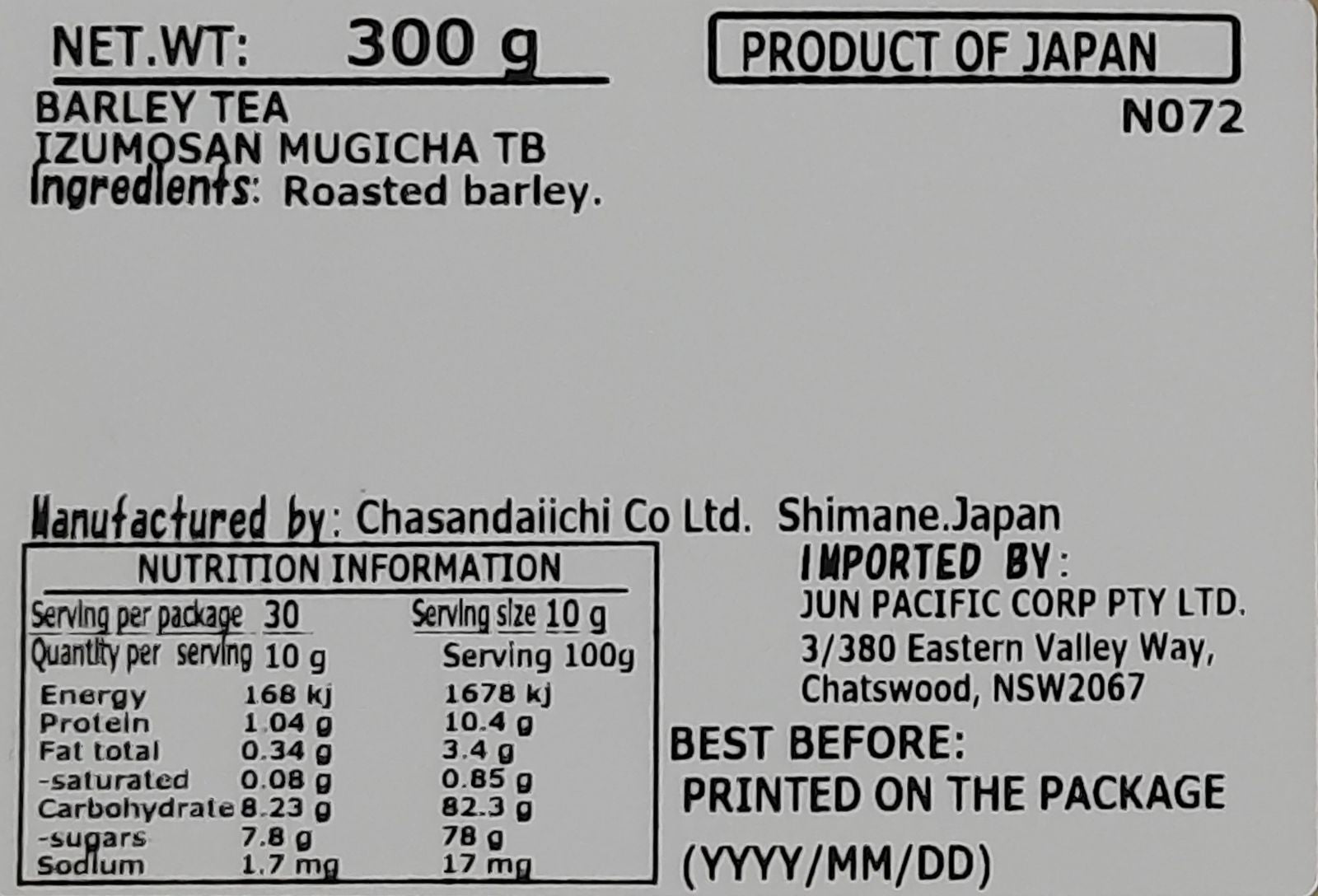 “Chasandai” Izumo Barley Tea TB (10gx30pcs)_N072
