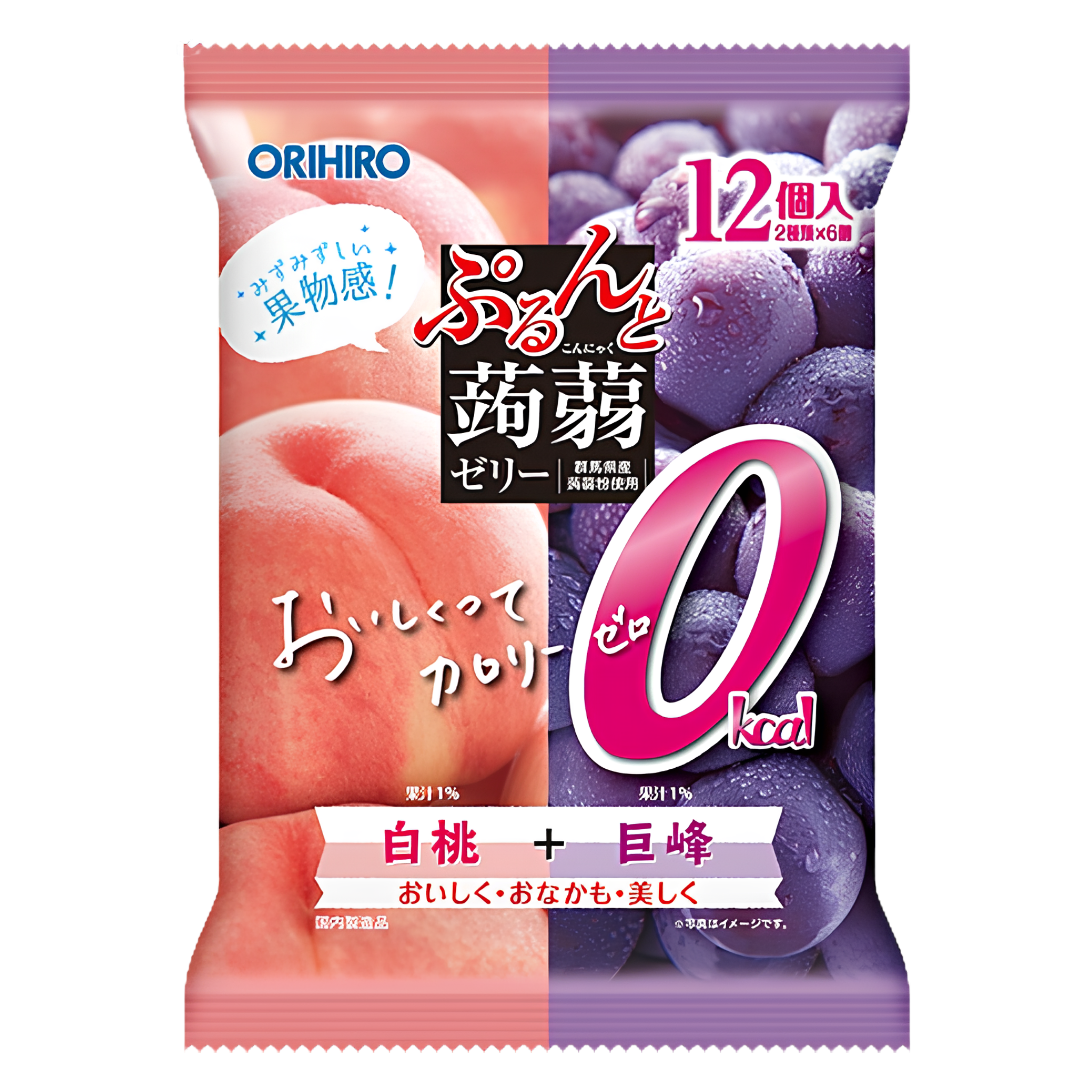 Orihiro Purunto Konnyaku Jelly Zero Kcal Peach + Grape 216g