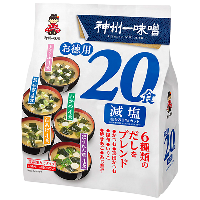 Shinshuichi 20 Pack Assorted Instant Miso Soup Less Salt 302gm