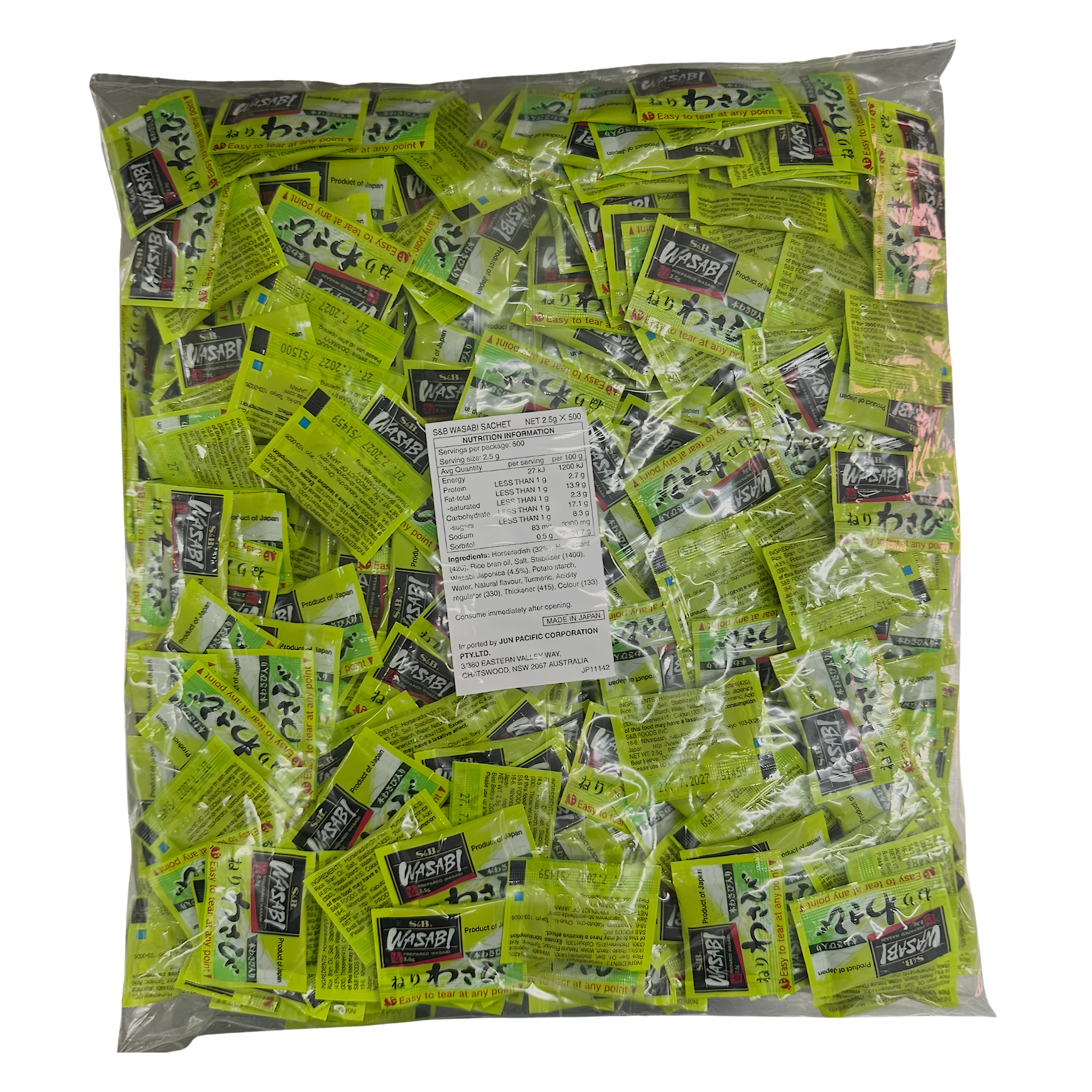 S&B Neri Wasabi Paste Sachets 500-Pack 1.25kg