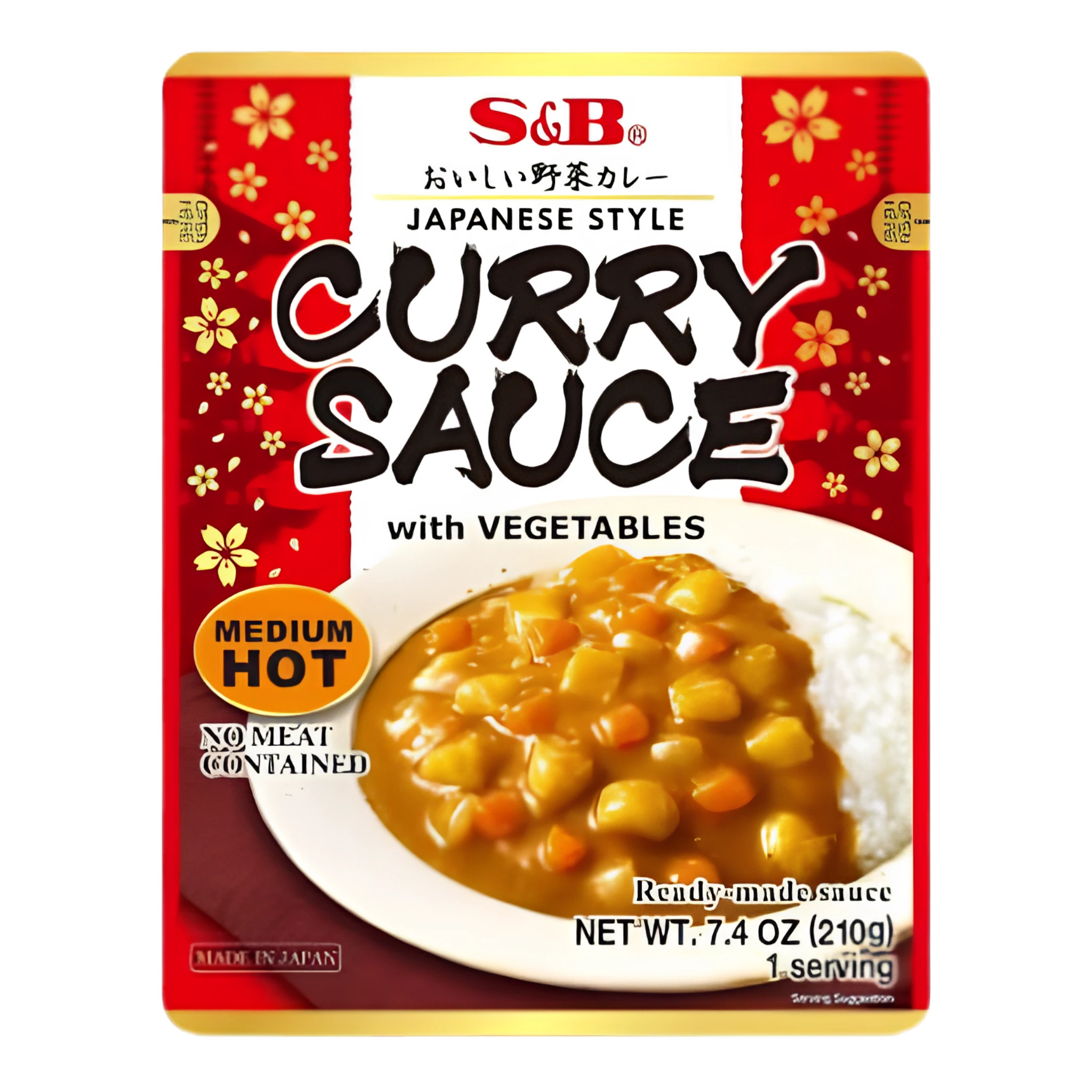 S&B Pre-Cooked Curry Sauce with Vegetables Medium Hot 210g
