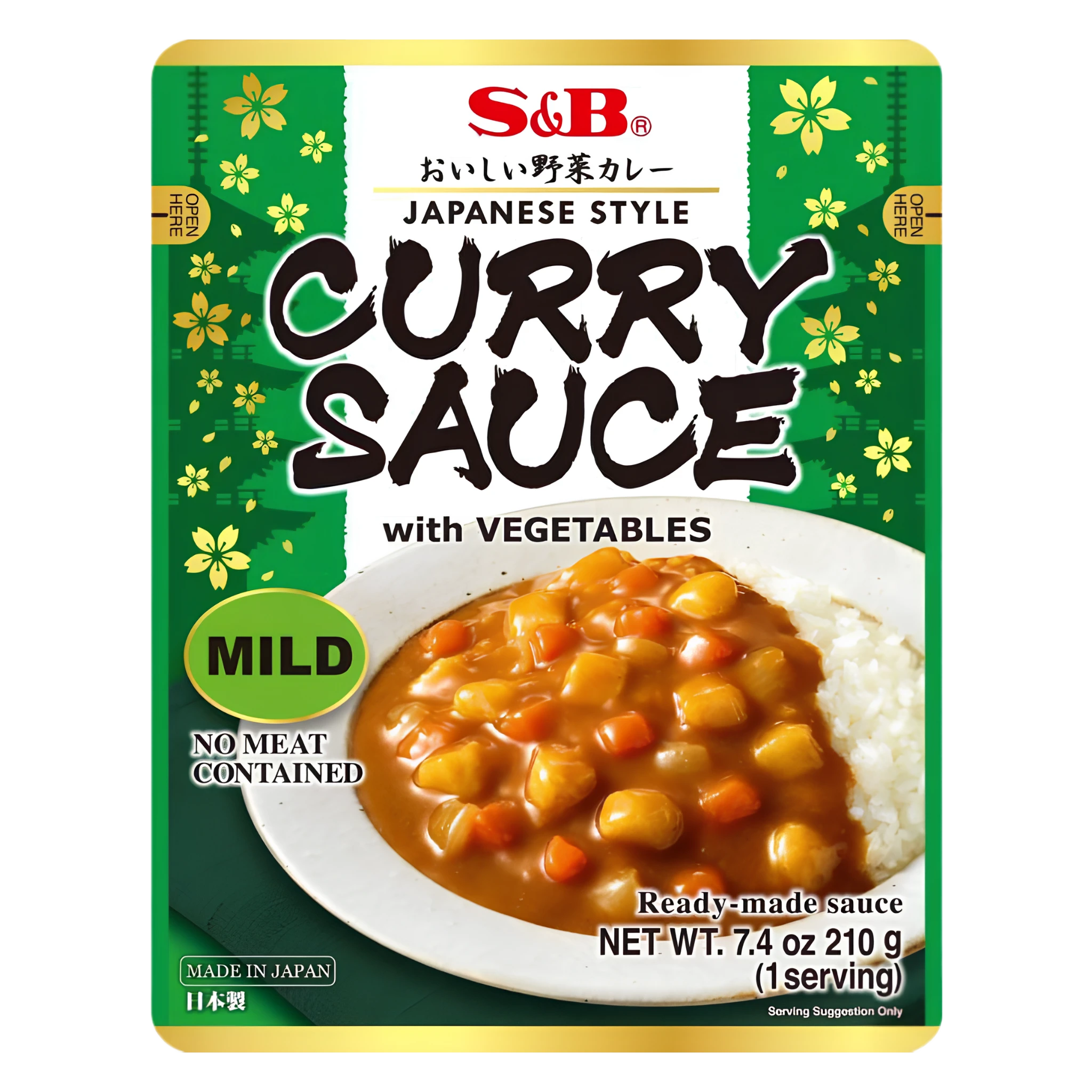 S&B Pre-Cooked Curry Sauce with Vegetables Mild 210g