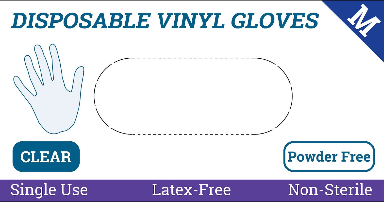 Jun Disposable Vinyl Gloves (Medium, Powder-Free) 100pcs