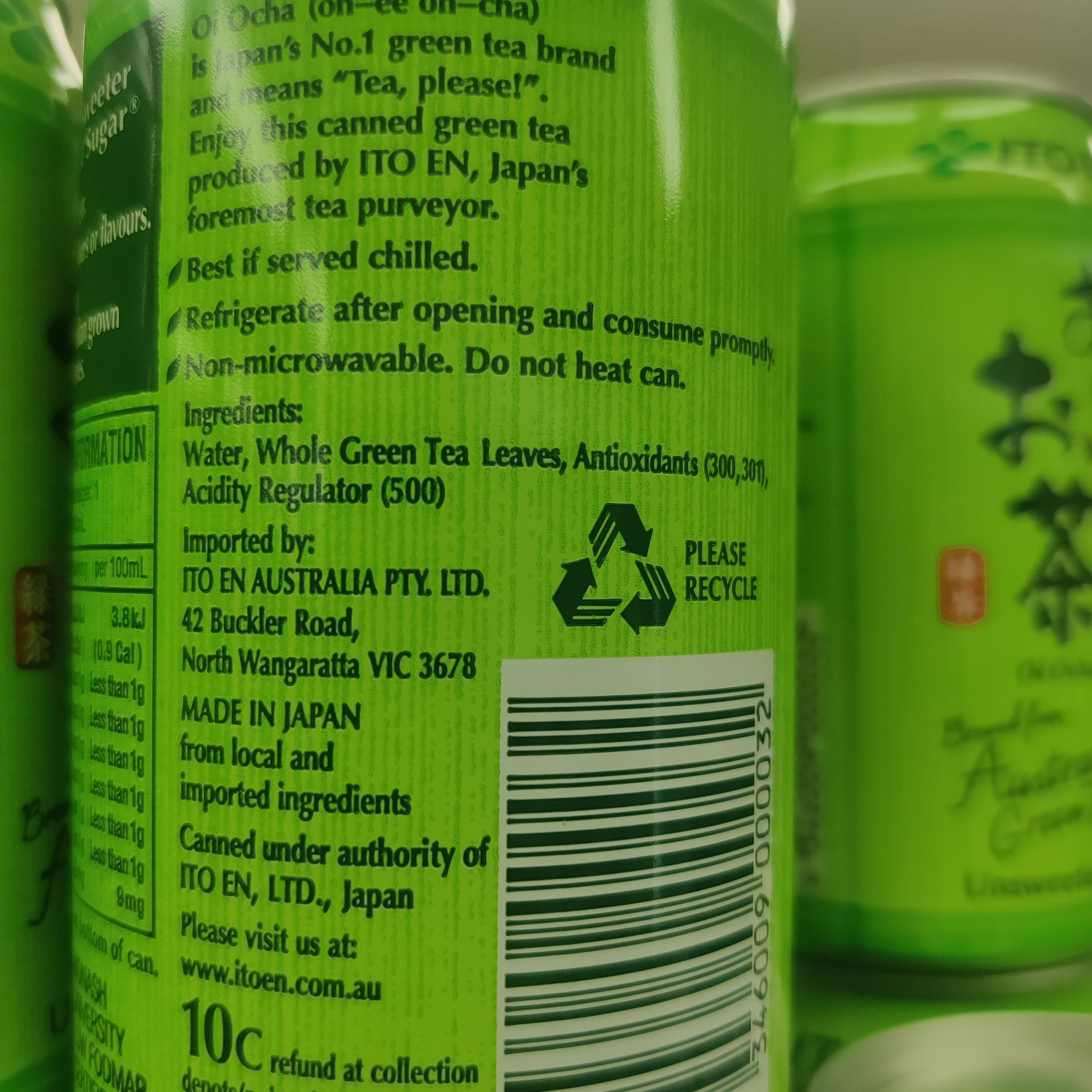 Ito En O-i Ocha Green Tea Can 340ml x24 9kg