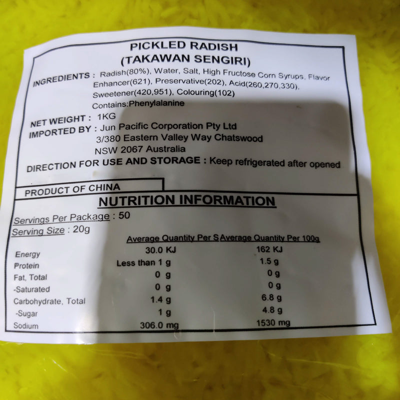 Jun Pacific Sengiri Takuan - Sliced Takuan 1kg