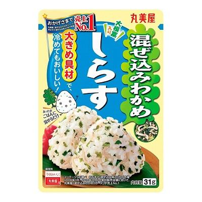 Product: Mazekomi Wakame Shirasu 31g  Description: Furikake for onigiri (rice ball). Small sardine and wakame seaweed. Has a nice slight crunch full of umami bits.  Country of Origin: Japan