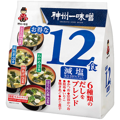 Shinshuichi 12 Pack Assorted Instant Miso Soup Less Salt 181.1g
